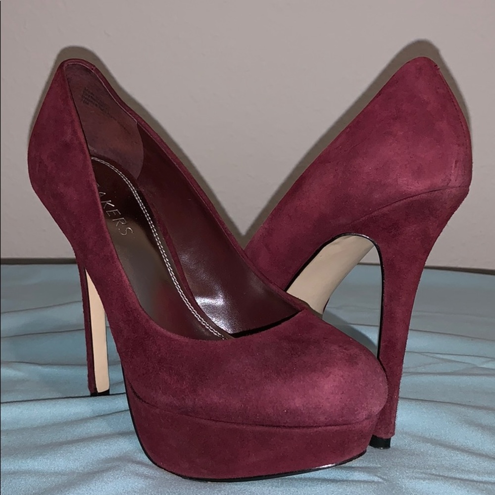 Suede Burgundy Pumps